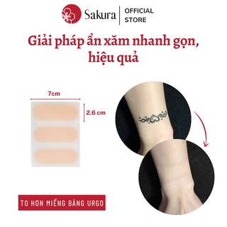 Miếng dán che hình xăm kích thước nhỏ cỡ mini 2.6x7cm, chống nước tốt, bám chắc trên da 3 đến 5 ngày