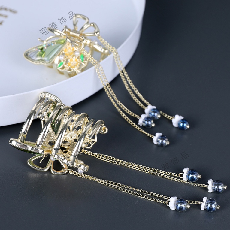 Kẹp Tóc Hình Nơ Tua Rua Bằng Kim Loại Tinh Tế Chất Lượng Cao