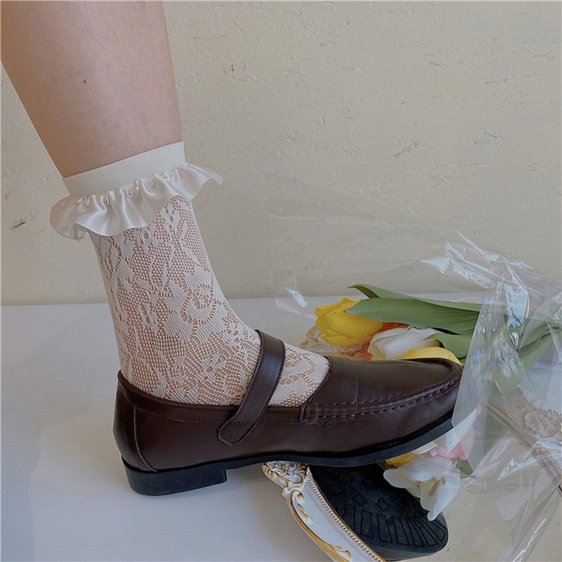 Vớ ren hoa phối lưới phong cách Lolita Nhật Bản đáng yêu cho nữ