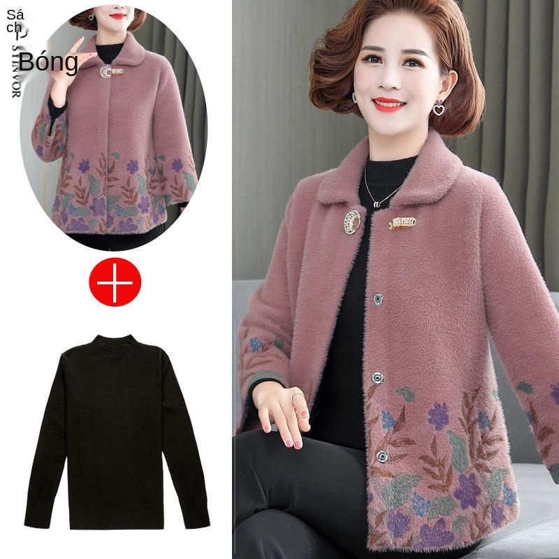 Mẹ quần áo mùa xuân và mùa thu áo khoác nhung lông chồn 40 tuổi 50 phụ nữ trung niên áo ngắn 2021 mới | BigBuy360 - bigbuy360.vn