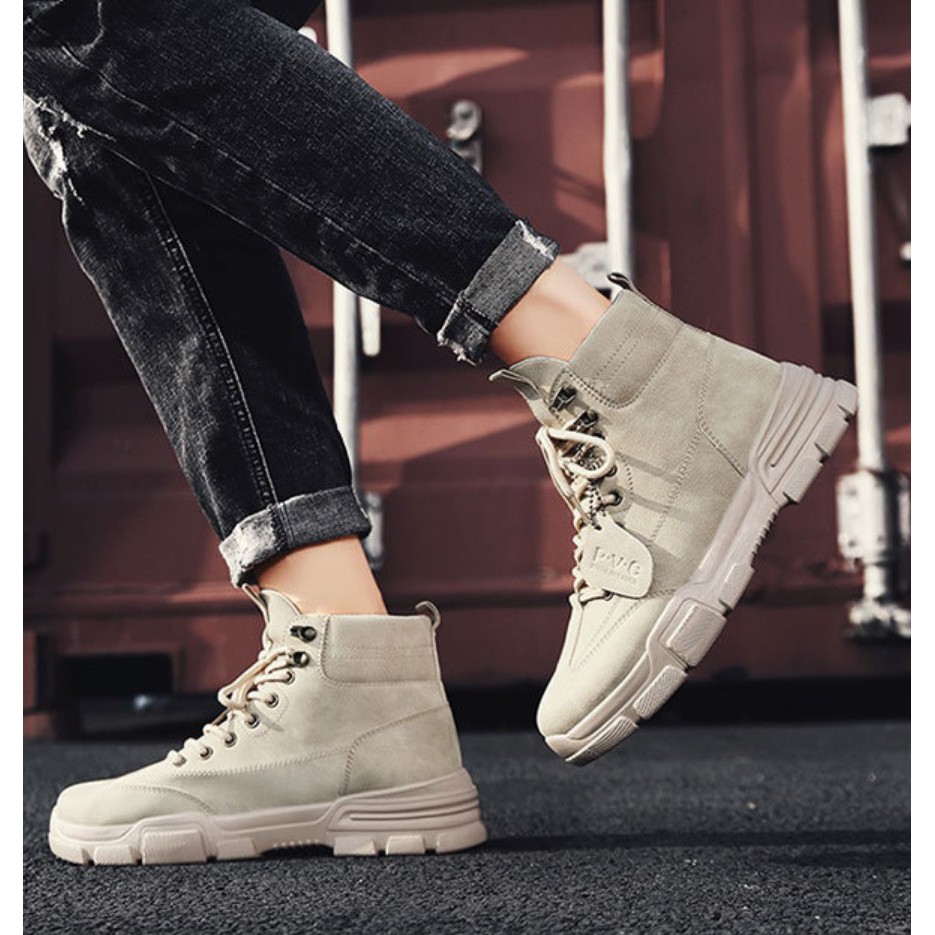 Giày Sneaker nam cổ cao, bốt nam da lì phong cách bụi bặm đường phố QA - 362 | BigBuy360 - bigbuy360.vn