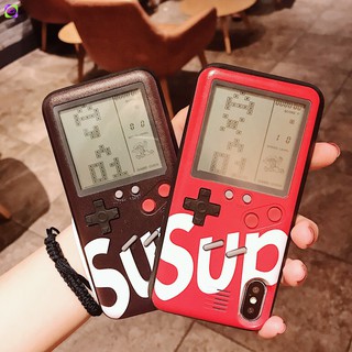 iPhone 6 6S 7 8 PLUS X XS GameBoy Back Case Game Tetris Phone Cover SUP Supreme Red Black