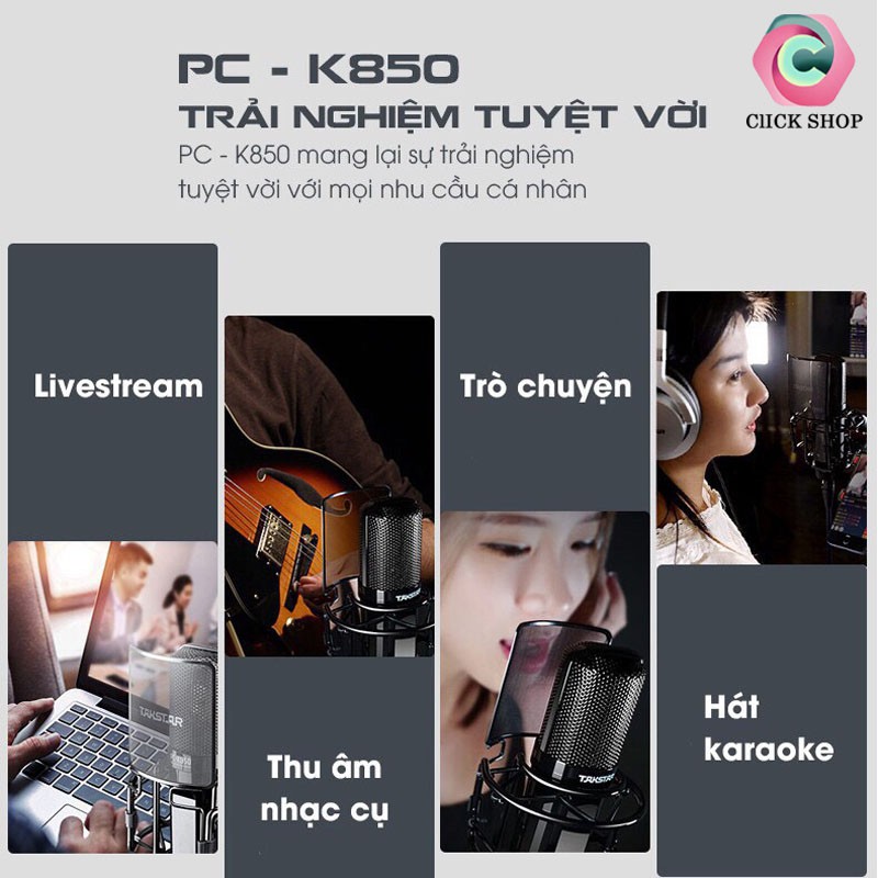 PC-K850 Mic thu âm TAKSTAR PC K850 dành cho tất cả các loại sound card - Mic k850 chạy nguồn 48V