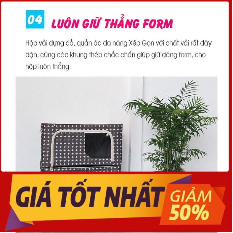 Hộp đựng quần áo chăn màn đa năng thông minh màn túi bằng vải khung thép kim loại gấp xếp gọn size lớn