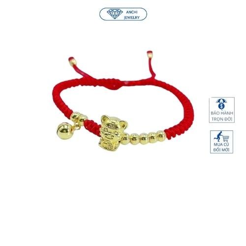 Vòng tay tết chỉ đỏ may mắn lắc tay charm hổ mèo thần tài bạc mạ vàng
