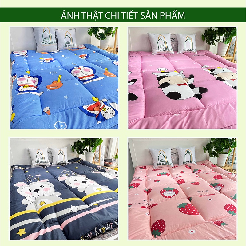 KÈM TÚI XÁCH - Nệm Topper  HOMIES Bedding & Décor Tấm làm mềm đệm cotton Đũi Hàn Quốct - Có Chun 4 Góc Cố Định Đệm