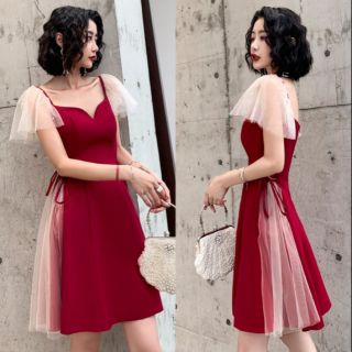 Đầm xòe phối tay lưới hông đan dây hàng Thiết Kế