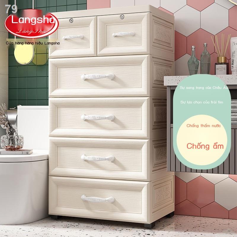 Tủ đựng đồ dày Langsha ngăn kéo trẻ em quần áo bằng nhựa hộp nhiều lớp giá gia đình