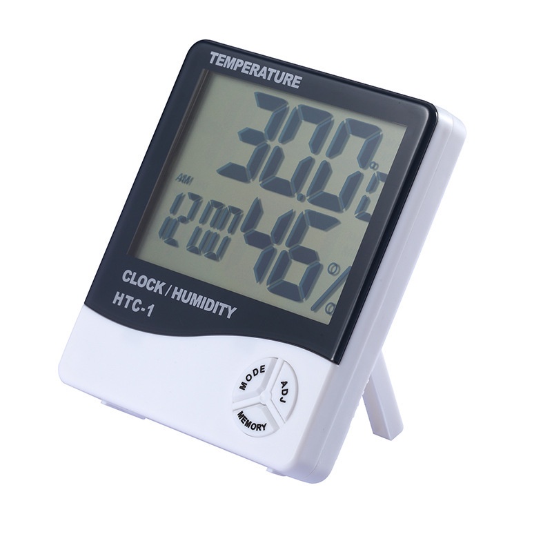 Bộ nhiệt ẩm kế điện tử có LCD HTC-1 đo nhiệt độ độ ẩm trong phòng kiêm đồng hồ báo thức