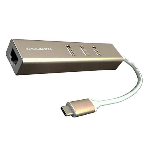 Cáp chuyển USB type-C sang Lan RJ45 + 3Port Hub USB 2.0 King-Master KM007 - Hàng chính hãng