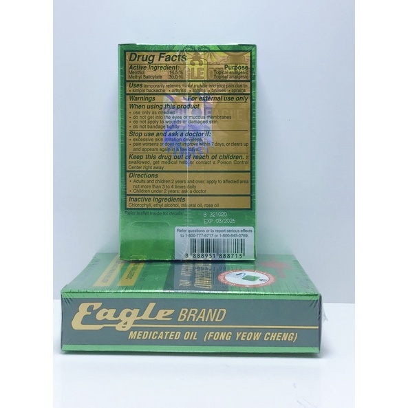 🦅 Dầu Gió Xanh Con Ó EAGLE BRAND 2 nắp Hàng nhập Mỹ 🇺🇸