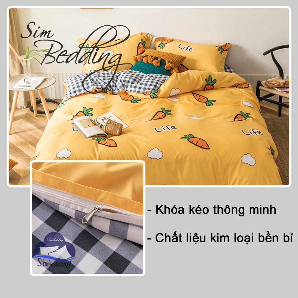 Bộ chăn ga gối 💎SALE💎 Cotton poly họa tiết hoa lá chăn ga Hàn Quốc đủ size miễn phí bo chun theo yêu cầu Simbedding