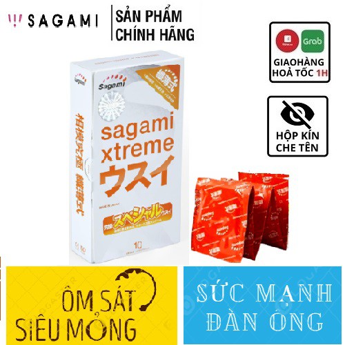 Bao Cao Su Sagami Xtreme Superthin [HÀNG CHÍNH HÃNG]  (10 bao), Nhật Bản, BCS Siêu mỏng, Giúp cuộc yêu chân thực, bền bỉ