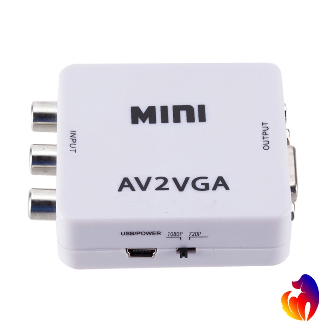 Blackhole Mini HD AV2VGA Video Converter Convertor Box AV RCA CVBS to VGA Video Converter Conversor with to