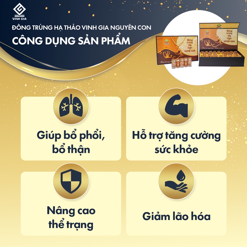 Đông Trùng Hạ Thảo Vinh Gia Nguyên Con Khô Giúp Nâng Cao Sức Đề Kháng Dành Cho Mọi Lứa Tuổi – Hộp 30 Lọ