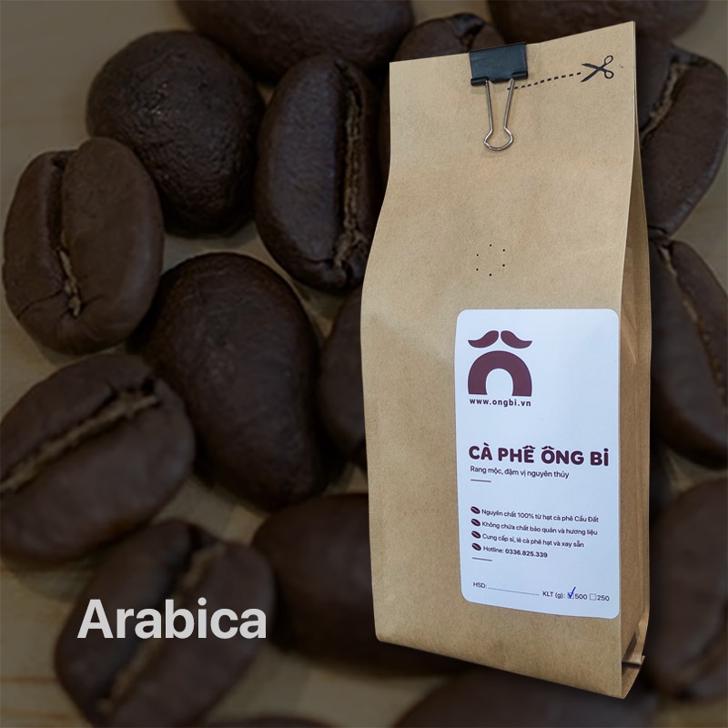 [KHÁCH SÀNH] 500g Cà phê Arabica rang mộc không hương liệu, dùng pha phin hoặc pha máy - Cà Phê Ông Bi