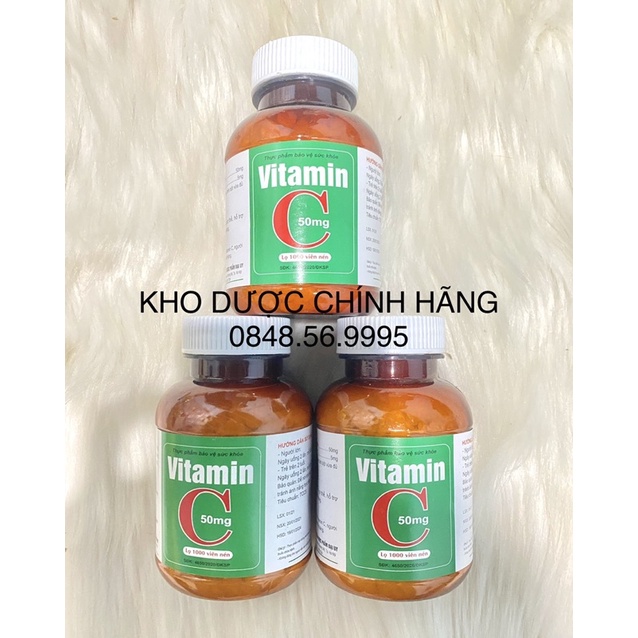 VITAMIN C 50mg lọ 1000 viên nén - Bổ sung Vitamin C cho cơ thể, tăng cường sức đề kháng