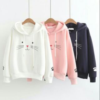[CÓ SẴN] ÁO HOODIE NỈ MẶT MÈO DỄ THƯƠNG