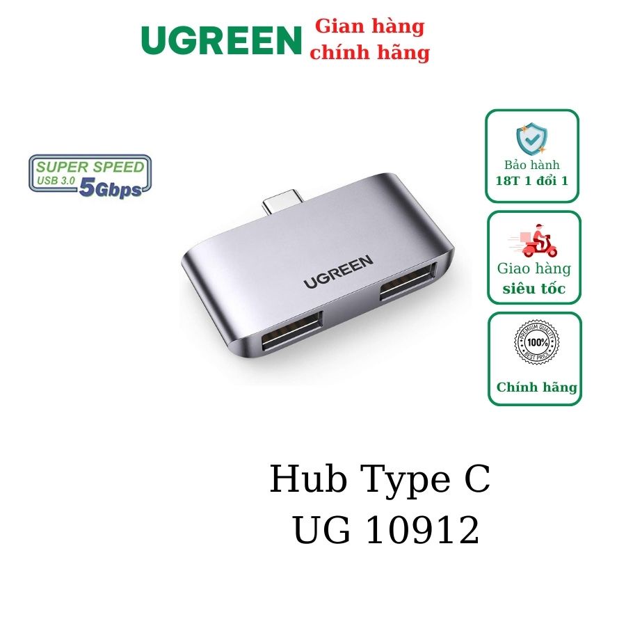 Bộ chia Type C ra 2 cổng USB 3.0 Ugreen 10912