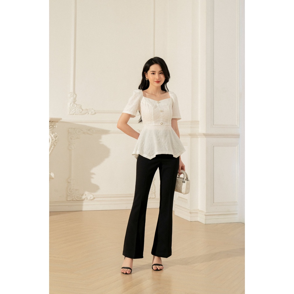 Quần ống loe cạp cao  TIINSTORE Q0D116