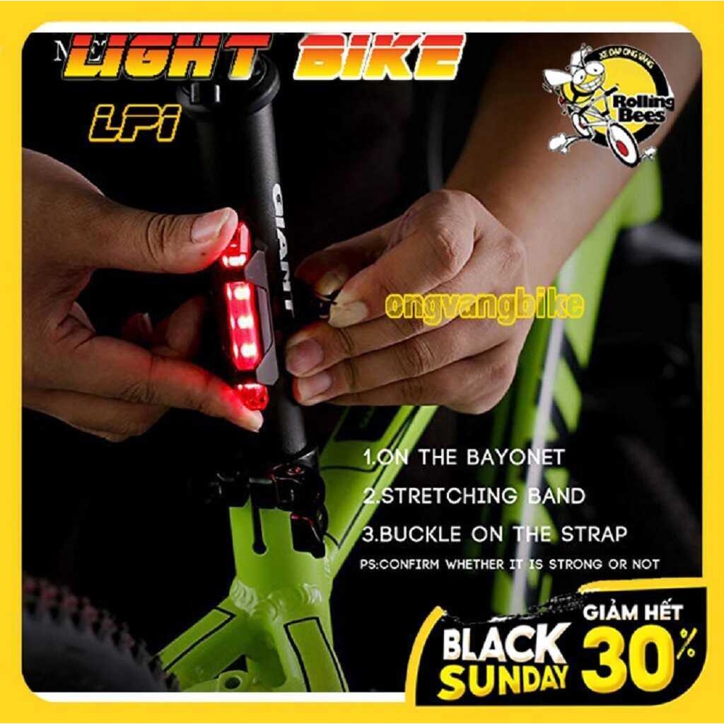 Đèn LED, Đèn Hậu, Đèn Đuôi Xe Đạp thể thao... Hoạt động bằng PIN sạc Micro USB