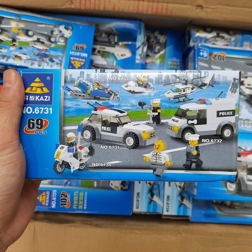 Bộ ghép hình lego mô hình xe ô tô cảnh sát 69 chi tiết No.6731 đồ chơi cho bé