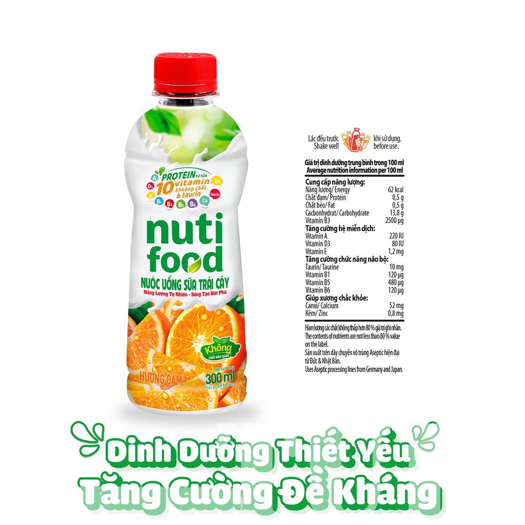 Thùng 24 Chai Nước Uống Sữa Trái Cây Hương Cam Nutifood-TUH