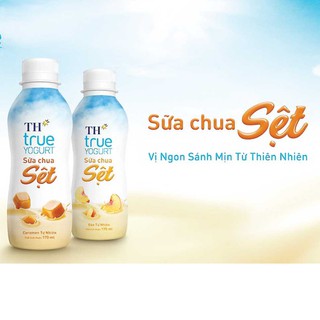 Lốc 4 chai Sữa chua Sệt TH True YOGURT hương Caramen, Đào 170ml