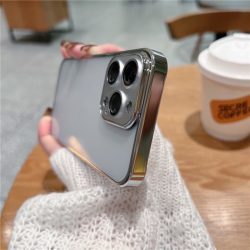 Ốp Điện Thoại Silicon Cứng Chống Sốc Siêu Mỏng Mạ Điện Cho iPhone 12 13 Pro Max Luxury IP13