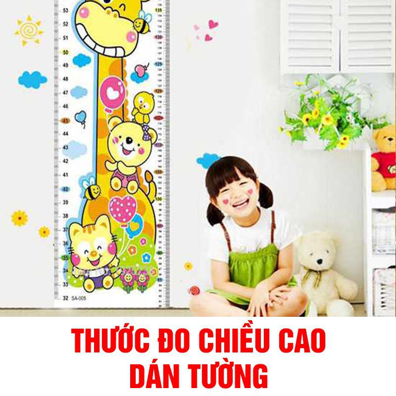 [GIAO NHANH] THƯỚC DECAL XUẤT HÀN ĐO CHIỀU CAO DÁN TƯỜNG HÌNH THÚ NGỘ NGHĨNH CHO BÉ THÍCH THÚ