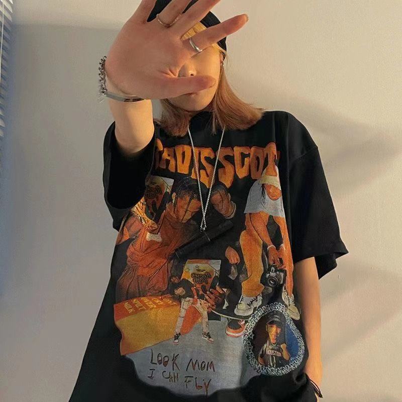 Áo thun tay lỡ Unisex phong cách Hiphop dáng rộng Hàn Quốc