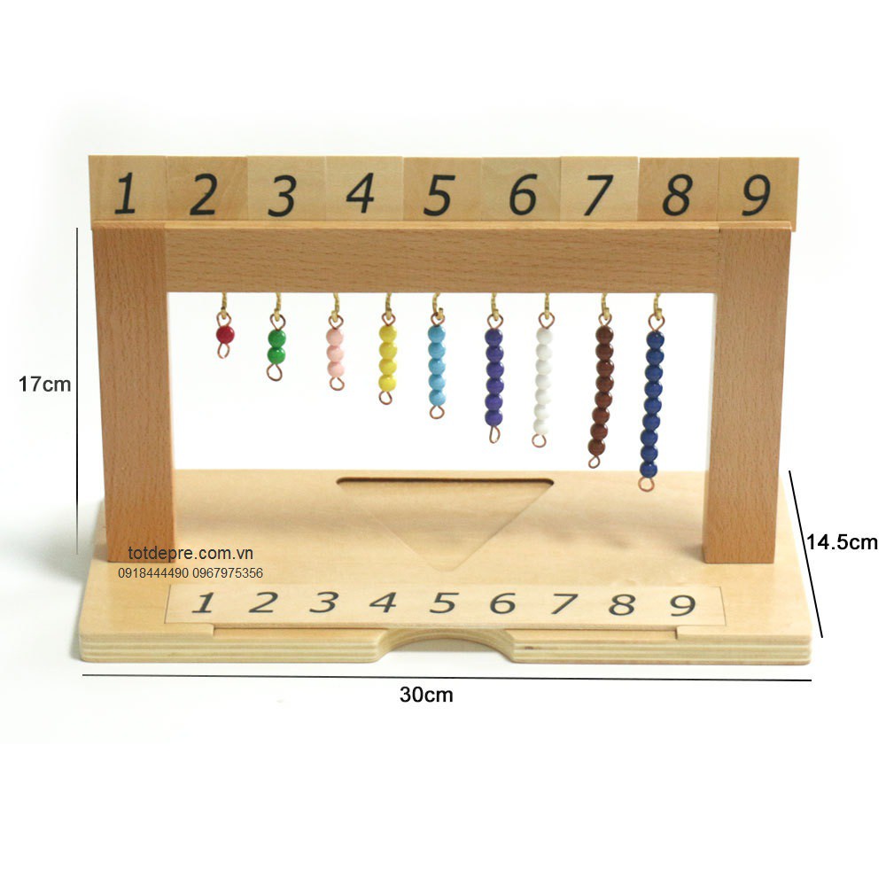 Đồ chơi gỗ Giáo cụ Montessori treo hạt học số và lượng