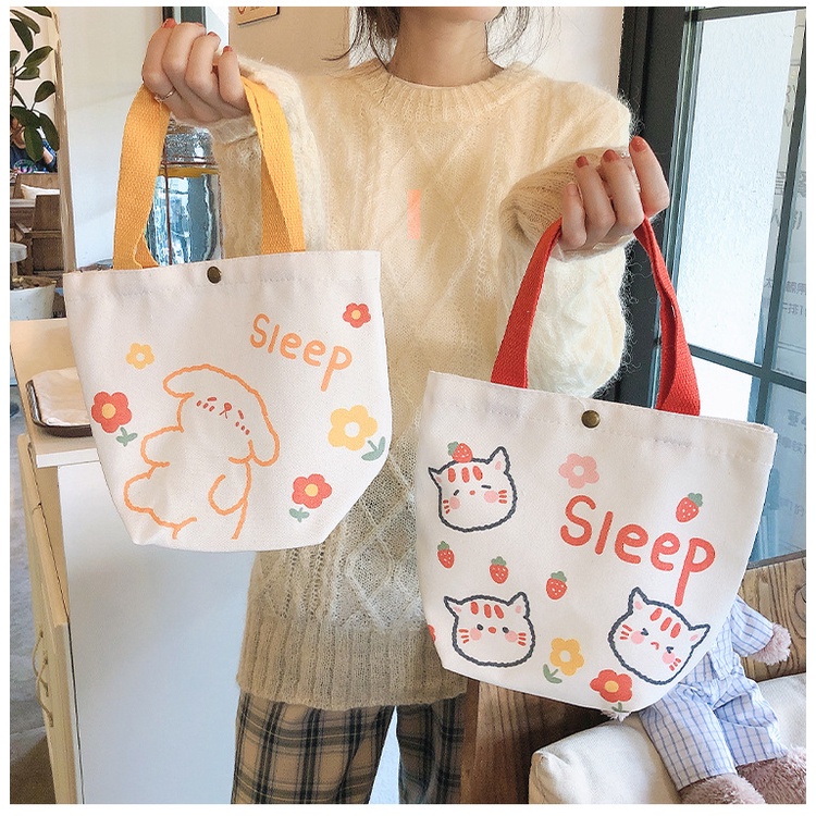 Túi tote vải mini in hình thỏ cute