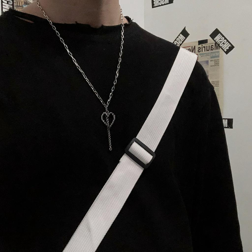 Dây chuyền 19898 mặt hình trái tim dạng khảm phong cách harajuku thời trang cổ điển vui nhộn độc đáo