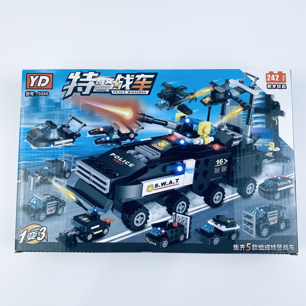 [484 CHI TIẾT-HÀNG CHUẨN] BỘ ĐỒ CHƠI XẾP HÌNH LEGO CẢNH SÁT,Lắp Ghép OTO, ROBOT, Lắp Ráp Xe Swat