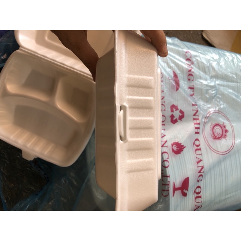 50 Hộp xốp 3 ngăn chữ nhật đựng thực phẩm (mã QQ03)