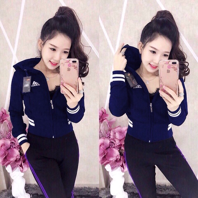 Áo khoác nữ da cá lửng croptop aaddd bo sọc | BigBuy360 - bigbuy360.vn