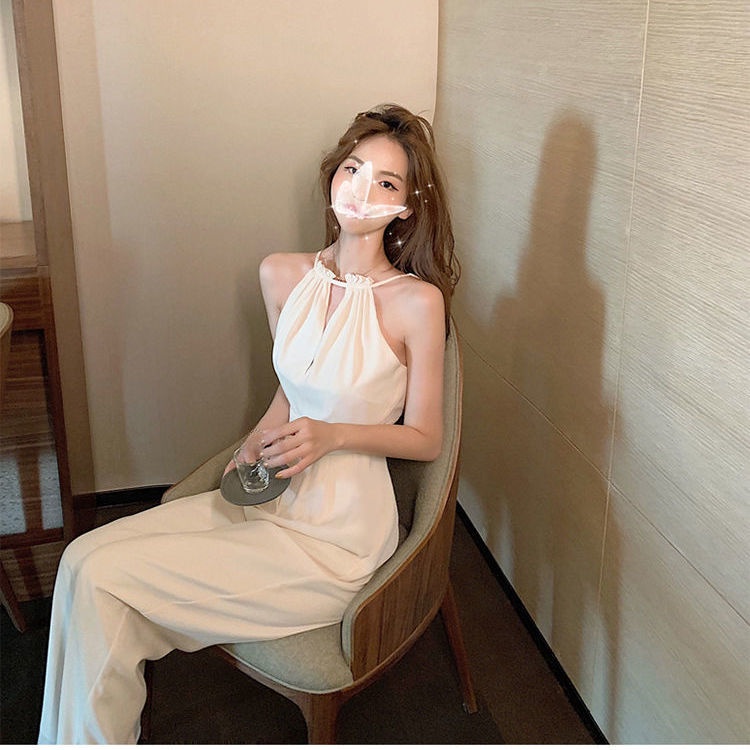 Áo liền quần IELGY hai dây mỏng ống rộng lưng cao thời trang mùa hè cho nữ