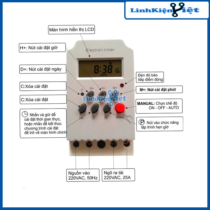 Bộ Hẹn Giờ Điện Tử 24h KG-316 Tắt Mở Điện Thông Minh