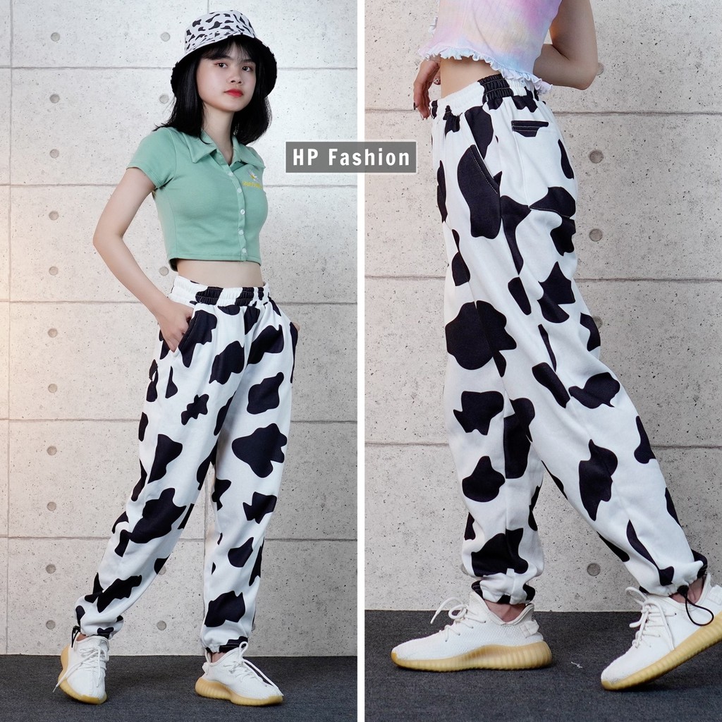 Quần jogger bò sữa ❤️ Quần nỉ cotton Ulzzang dây rút form rộng Unisex nam nữ QJ07 | BigBuy360 - bigbuy360.vn