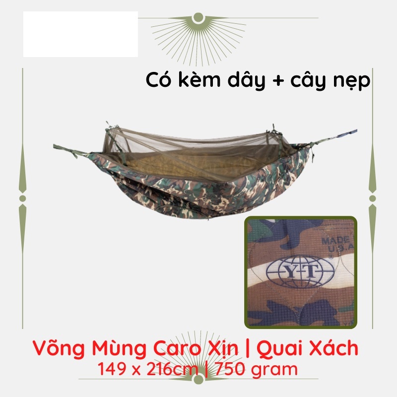 Võng Mùng Caro Cao Cấp | Quai Xách | 149 x 216cm | 750 gram