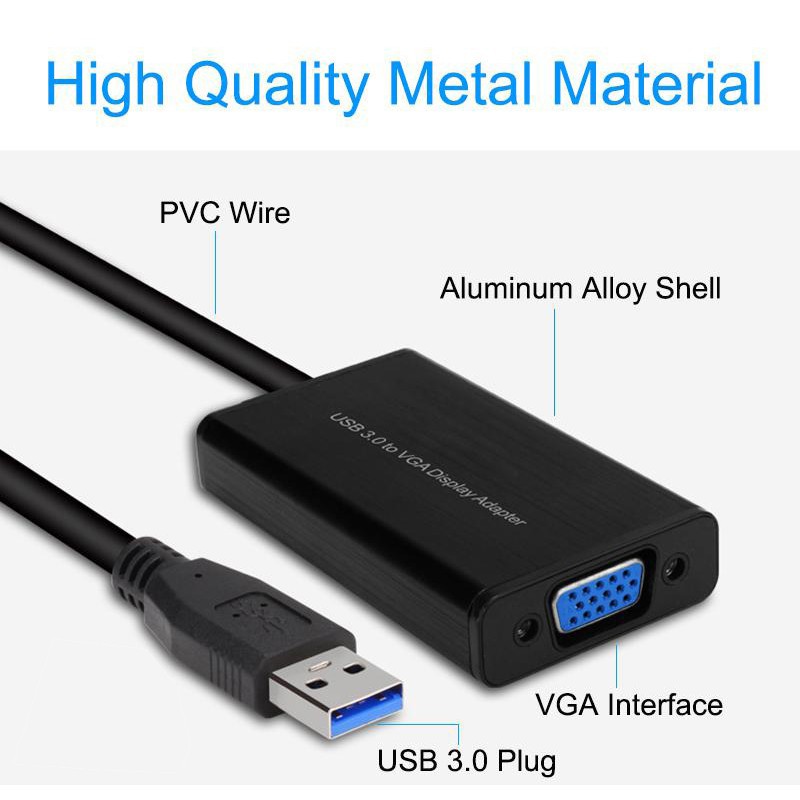 Cáp chuyển USB 3.0 to VGA hỗ trợ Full HD Onten OTN-5201 chính hãng - Hapustore