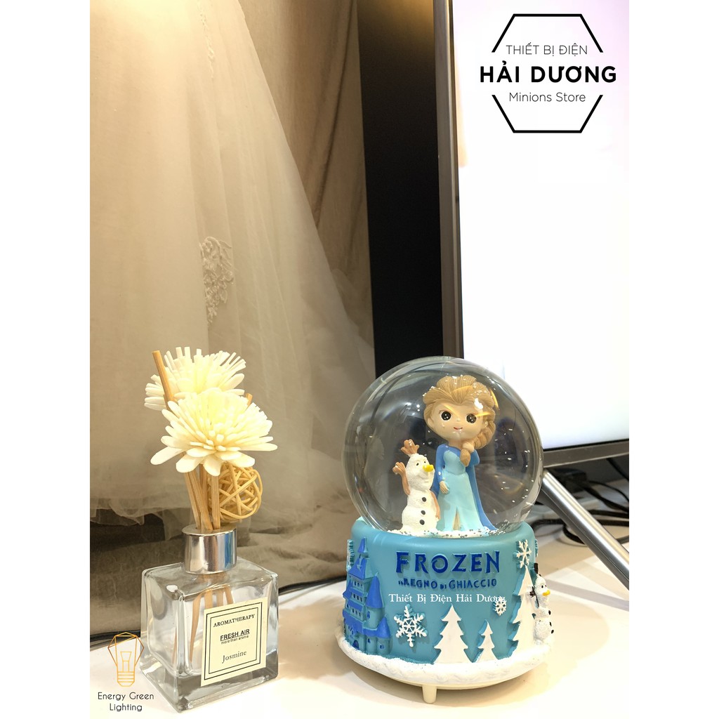 [FROZEN 2] Quả cầu tuyết phát nhạc Nữ Hoàng Băng Giá Elsa và người tuyết Olaf (Tặng pin)