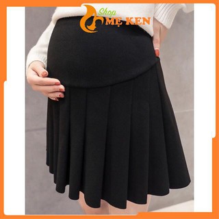 Chân váy bầu - chân váy bầu xếp ly có đỡ bụng kèm chun điều chỉnh và quần bên trong - Shop Mẹ Ken