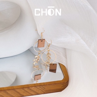 Bông tai gỗ lá vuông CHÒN ACCESSORIES CKT#0005