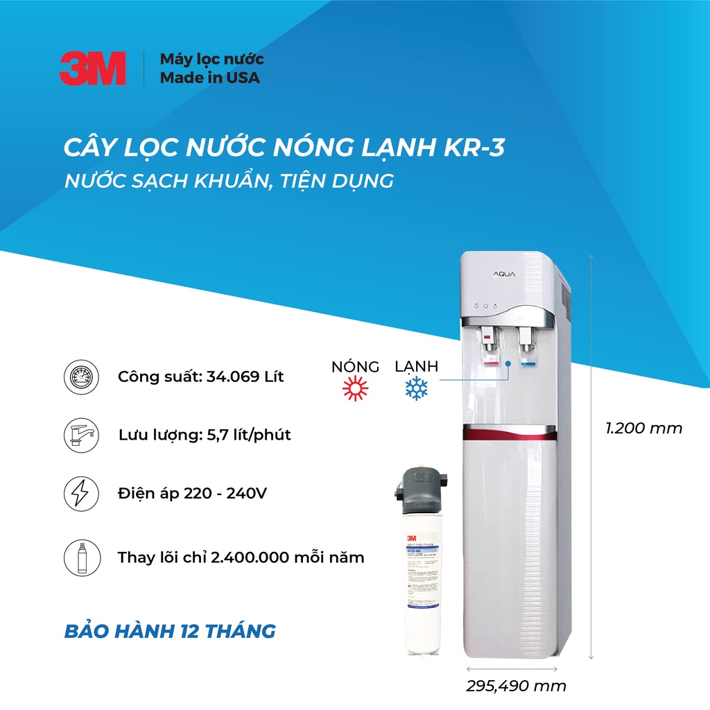 Máy Lọc Nước Nóng Lạnh 3M KR3-2V (Sử Dụng Máy 3M Brew120-MS)