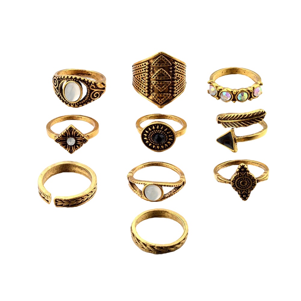 Set 10 nhẫn đeo khớp ngón tay phong cách Boho
