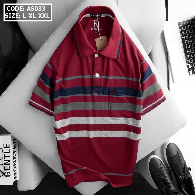 Áo Polo nam cổ bẻ phối  túi sọc ngang Trung Tuổi vải cá sấu Cotton xịn,chuẩn form,sang trọng-lịc lãm nhiều màu | BigBuy360 - bigbuy360.vn