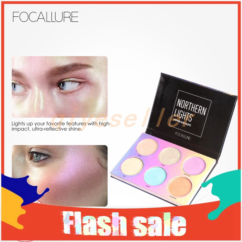 COD ORI FOCALLURE Northern Lights Symphony Glow Palette Makeup Glitter Face Shimmer Highlighter