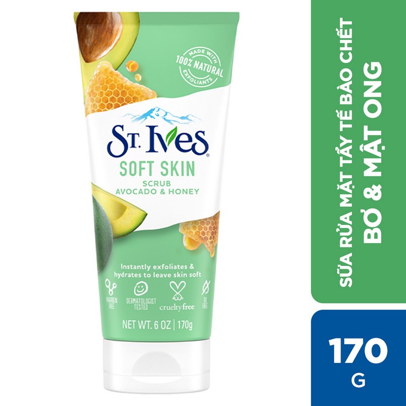 Sữa rửa mặt tẩy tết bào chết St.Ives bơ và mật ong 170g